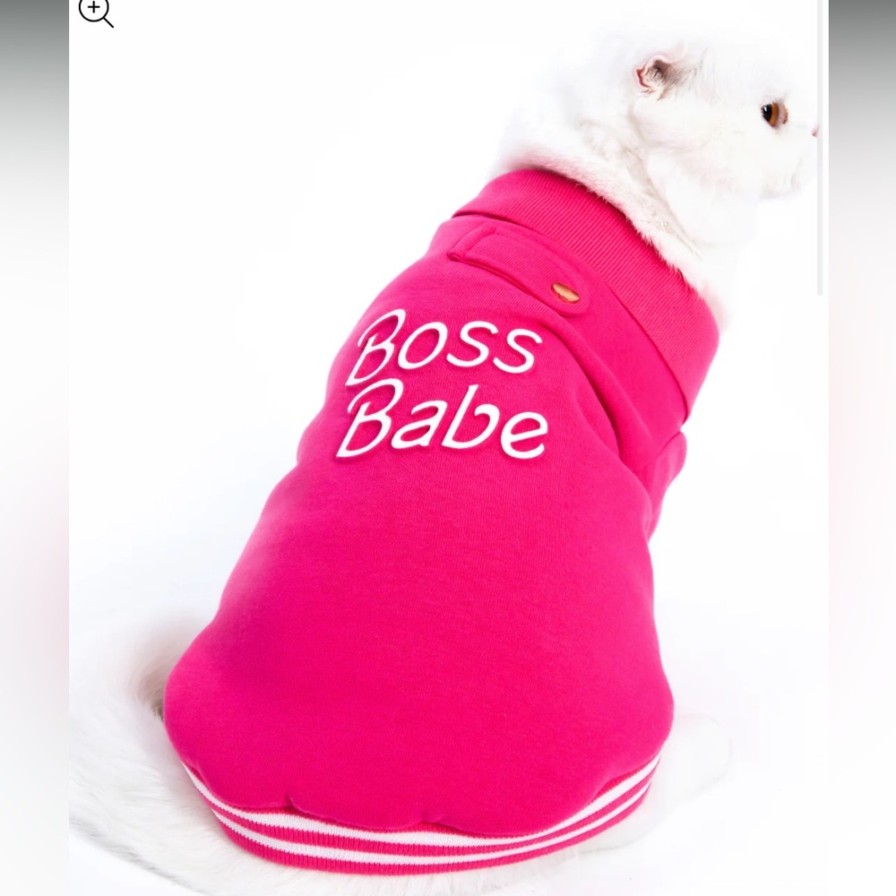 Moshiqa Metapink Boss Babe Hot Pink Dog Cat Pet Sweater Pullover M Medium